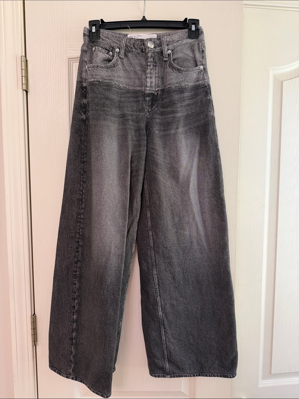 rag & bone Washed Black Wide-Leg Cropped Jeans